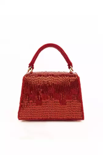 Bushra red suede handcrafted box bag