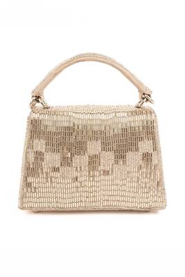 Bushra silver suede handcrafted box bag 3