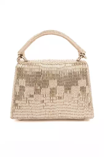 Bushra silver suede handcrafted box bag
