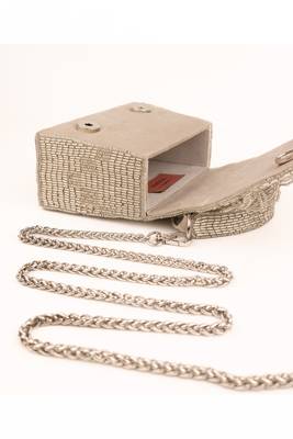 Bushra silver suede handcrafted box bag 5