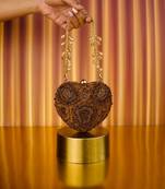 Cora copper suede embellished heart bag