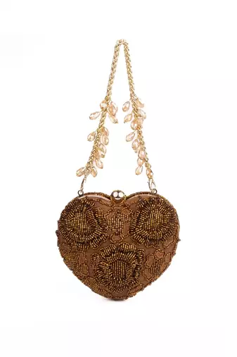 Cora copper suede embellished heart bag
