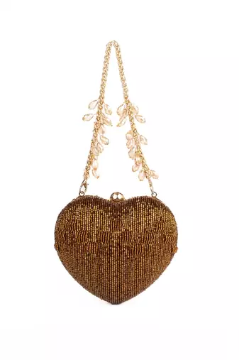 Cora copper suede embellished heart bag