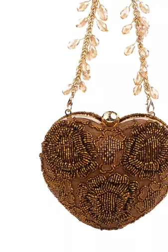 Cora copper suede embellished heart bag