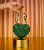 Cora green suede embellished heart bag