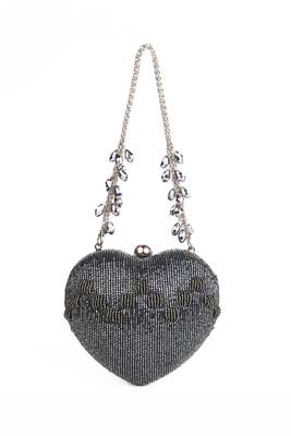 Cora grey suede embellished heart bag 3