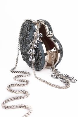 Cora grey suede embellished heart bag 4