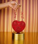 Cora red suede embellished heart bag