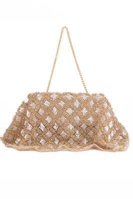 Grace gold suede embellished clutch 2