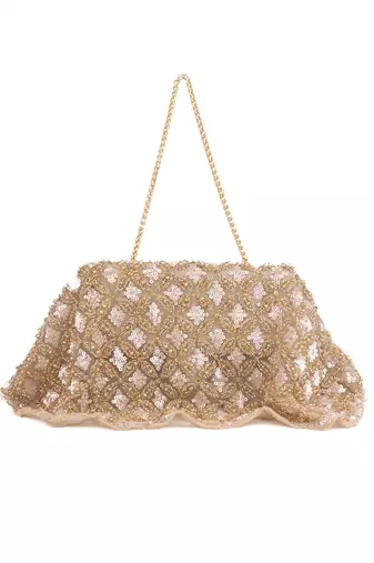 Grace gold suede embellished clutch