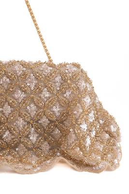 Grace gold suede embellished clutch 3