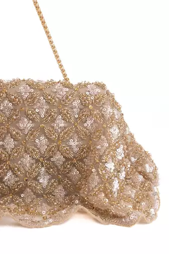 Grace gold suede embellished clutch