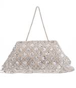 Grace silver suede embellished clutch