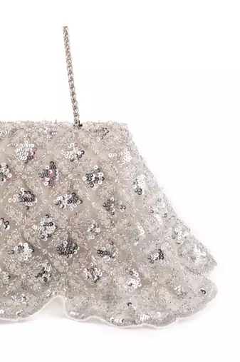 Grace silver suede embellished clutch