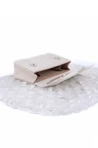 Grace silver suede embellished clutch