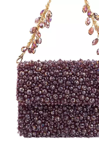 Kiyara mauve suede crystal embellished mini bag