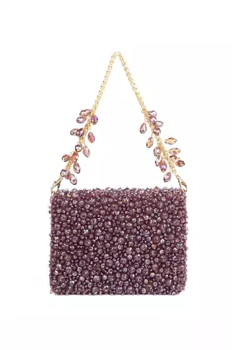 Kiyara mauve suede crystal embellished mini bag