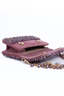Kiyara mauve suede crystal embellished mini bag 5