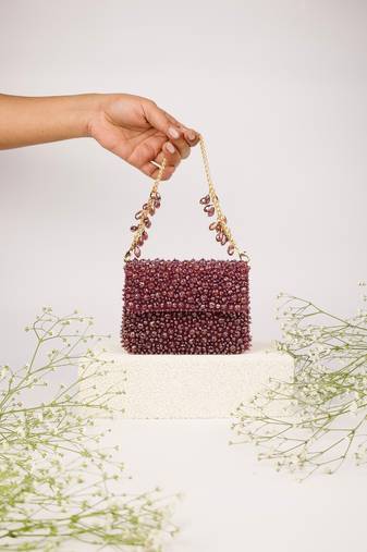 Kiyara mauve suede crystal embellished mini bag