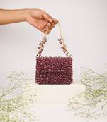 Kiyara mauve suede crystal embellished mini bag