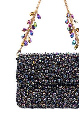Kiyara metallic suede crystal embellished mini bag 2