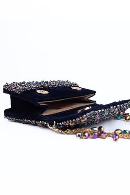 Kiyara metallic suede crystal embellished mini bag 5