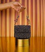 Kiyara metallic suede crystal embellished mini bag
