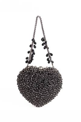 Lola black suede embellished heart bag 1