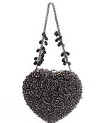 Lola black suede embellished heart bag