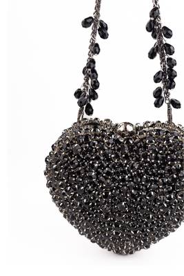 Lola black suede embellished heart bag 3