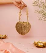Lola gold suede embellished heart bag
