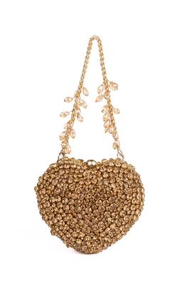 Lola gold suede embellished heart bag 2