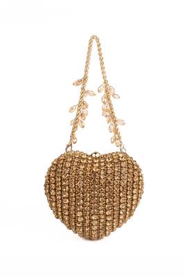 Lola gold suede embellished heart bag 3