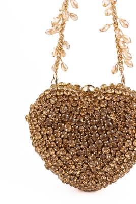 Lola gold suede embellished heart bag 4