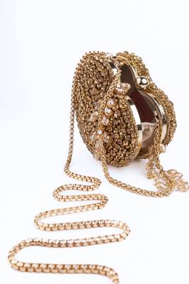 Lola gold suede embellished heart bag 5