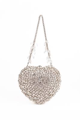 Lola silver suede embellished heart bag 1