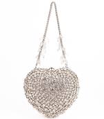 Lola silver suede embellished heart bag