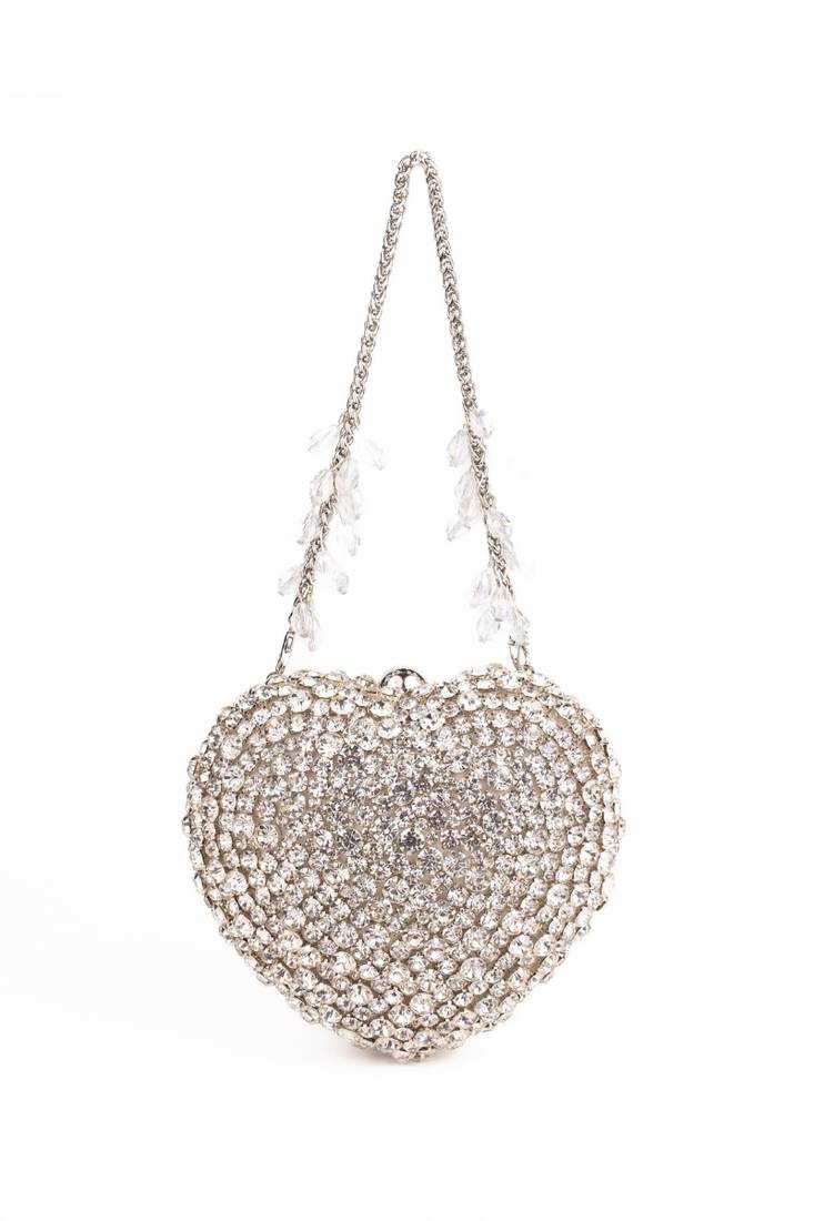 Lola silver suede embellished heart bag