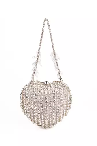 Lola silver suede embellished heart bag