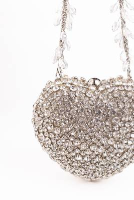 Lola silver suede embellished heart bag 3