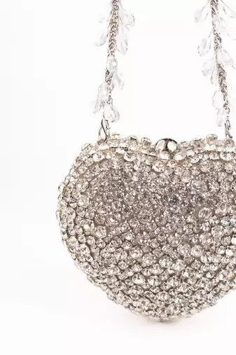 Lola silver suede embellished heart bag