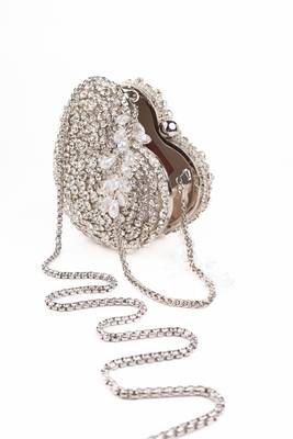 Lola silver suede embellished heart bag 4