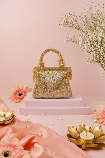 Mabel gold & silver suede handcrafted box bag