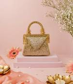 Mabel gold & silver suede handcrafted box bag