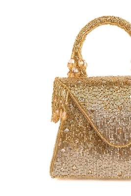 Mabel gold & silver suede handcrafted box bag 2