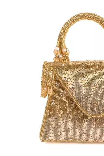 Mabel gold & silver suede handcrafted box bag