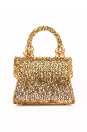 Mabel gold & silver suede handcrafted box bag