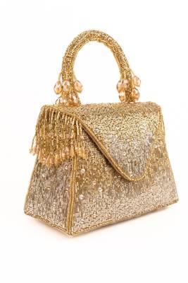 Mabel gold & silver suede handcrafted box bag 4