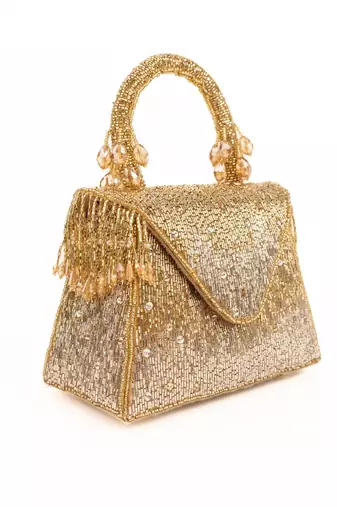 Mabel gold & silver suede handcrafted box bag