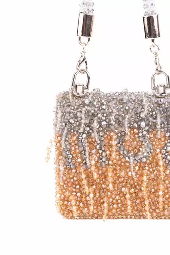 Elsie gold & silver suede mini bag